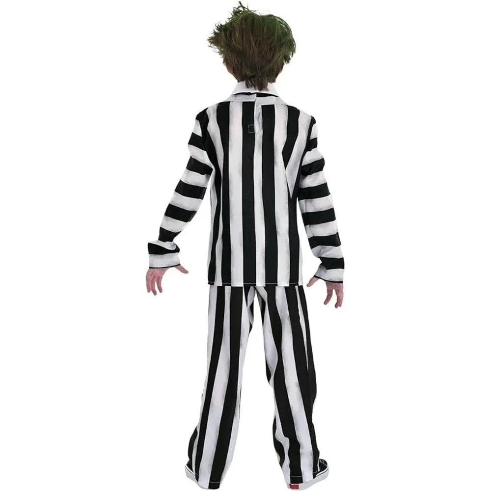 Beetlejuice Costume Boys Small 4-6 Deluxe 2 Piece Jacket Pants Stripe Party City - Picture 4 of 6